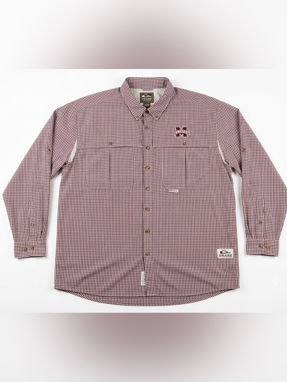 Mississippi State Frat Gingham Long Sleeve Shirt by Drake Waterfowl